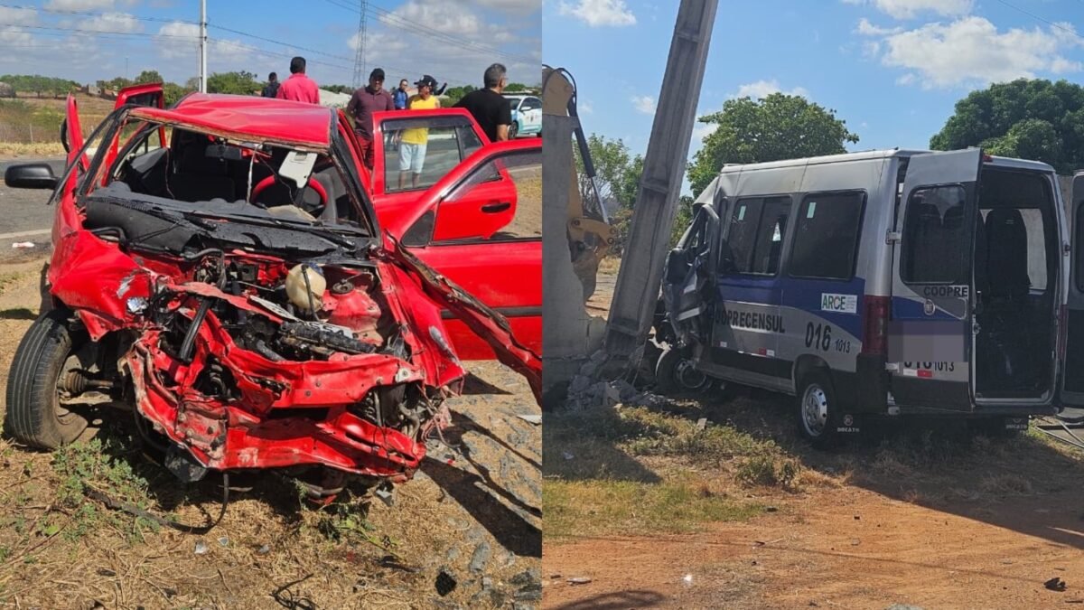 Colisão entre carros e van deixa três feridos no Ceará