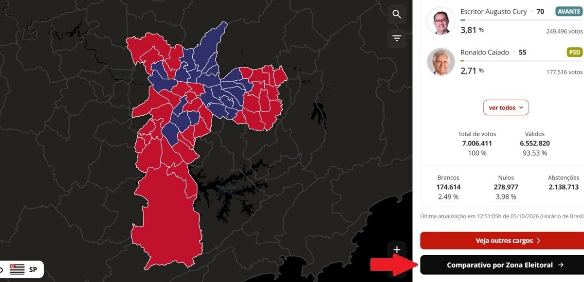 Veja o resultado do 1 turno em Manaus por seção eleitoral no mapa